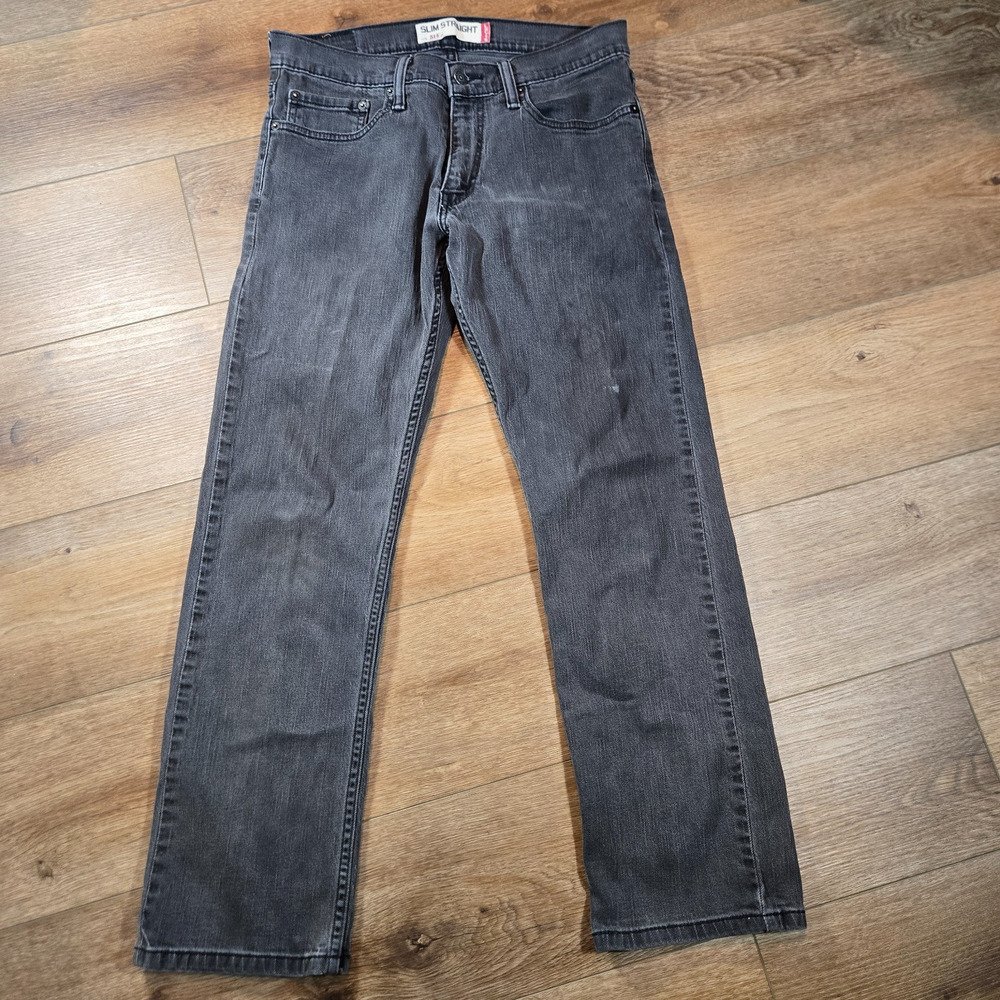 Vintage Levis 514 Jeans Mens 32x30 Black Slim Straight Y2K Streetwear Denim